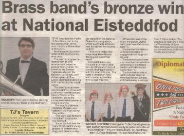 Ystradgynlais Band: South Wales Guardian - August 2011 