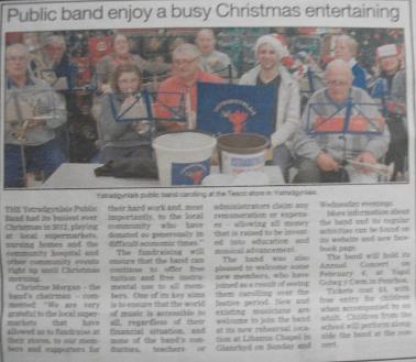 Ystradgynlais Public Band - South Wales (Ammanford) Guardian 16th January 2013